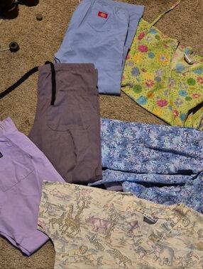 Mixed Scrub Pants & Tops Bundle - Pastel & Floral Prints